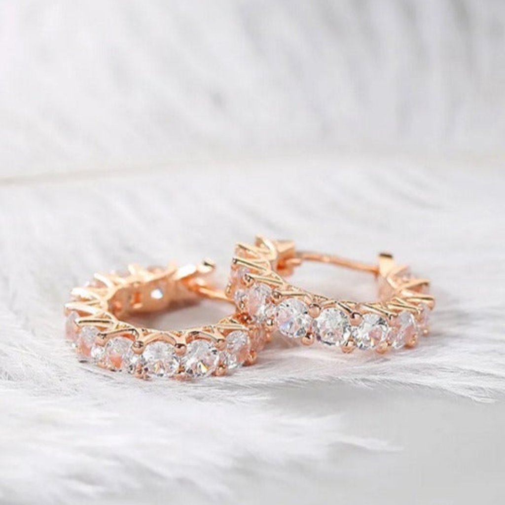 14k Pink Rose Gold Womens 2ct Diamond Small Hoop Earrings New 14k Silver Jewelry
